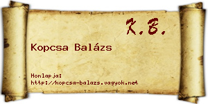Kopcsa Balázs névjegykártya